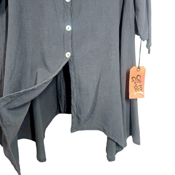 Oh My Gauze Btn Up Cotton Tunic Top CoverUp Sz L/XL Lightweight Handpockets NWT - Picture 5 of 9